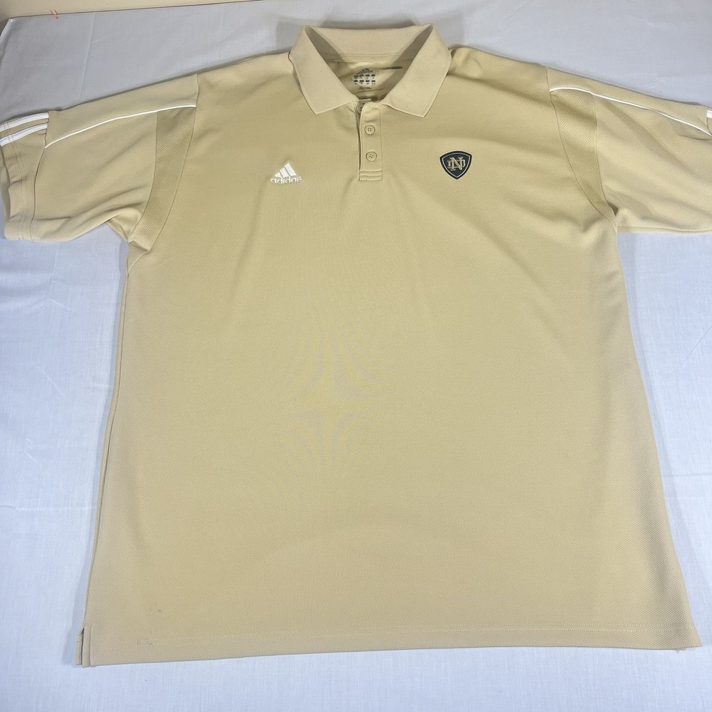Adidas Climacool Notre Dame Polo Shirt Men XL Gold Athletic Golf NCAA